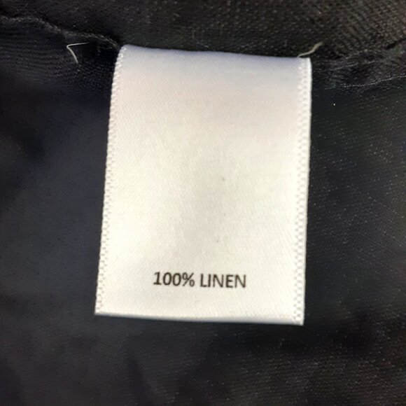 Baird McNutt Men's Top 2XB Black Pullover Roll Tab V-Neck 100% Linen Easy Care - Picture 5 of 7